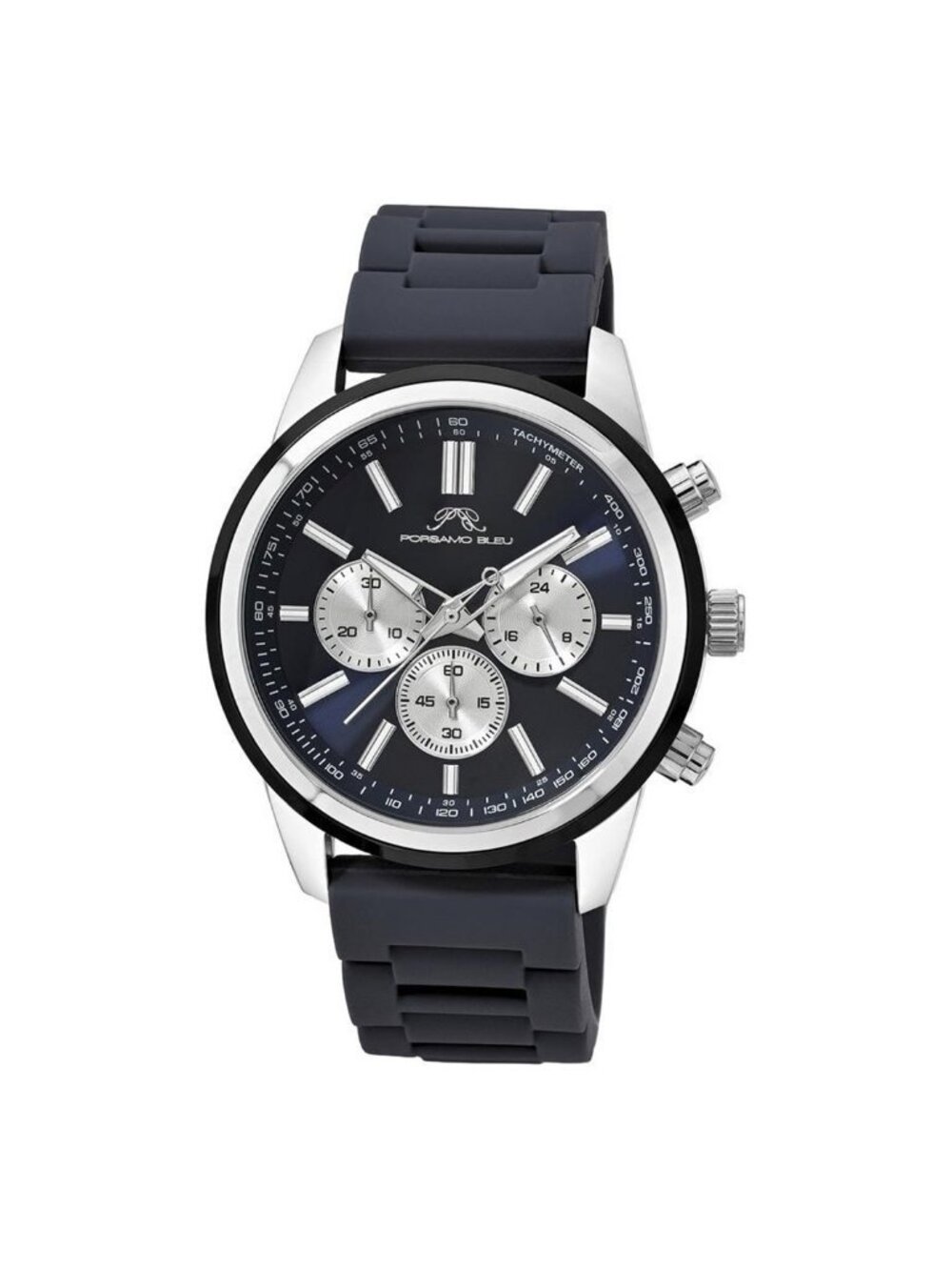 NWT Porsamo Bleu Logan Chronograph Quartz Black Dial Men's Watch